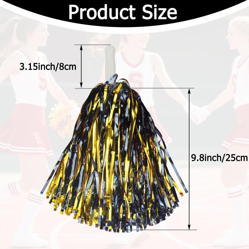 Hooshing 5PCS Pom Poms Cheerleading Shaker and Hair Ropes Wrist Ties with Poms for Cheerleader Girls Sports Spirits Rewards Cheer in Party Festival - Image 2